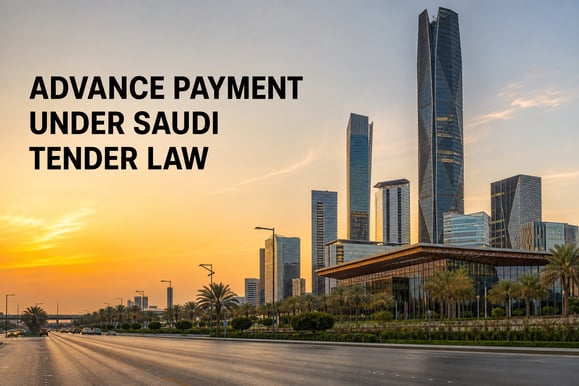 Saudi Tender Law Document Over Riyadh Cityscape